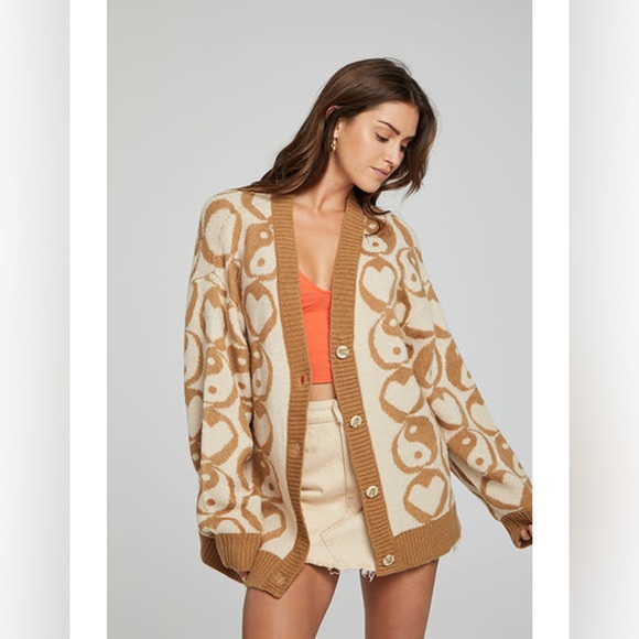 NWT Chaser Vibe Cardigan S $149 peace love yin yang - Picture 1 of 10